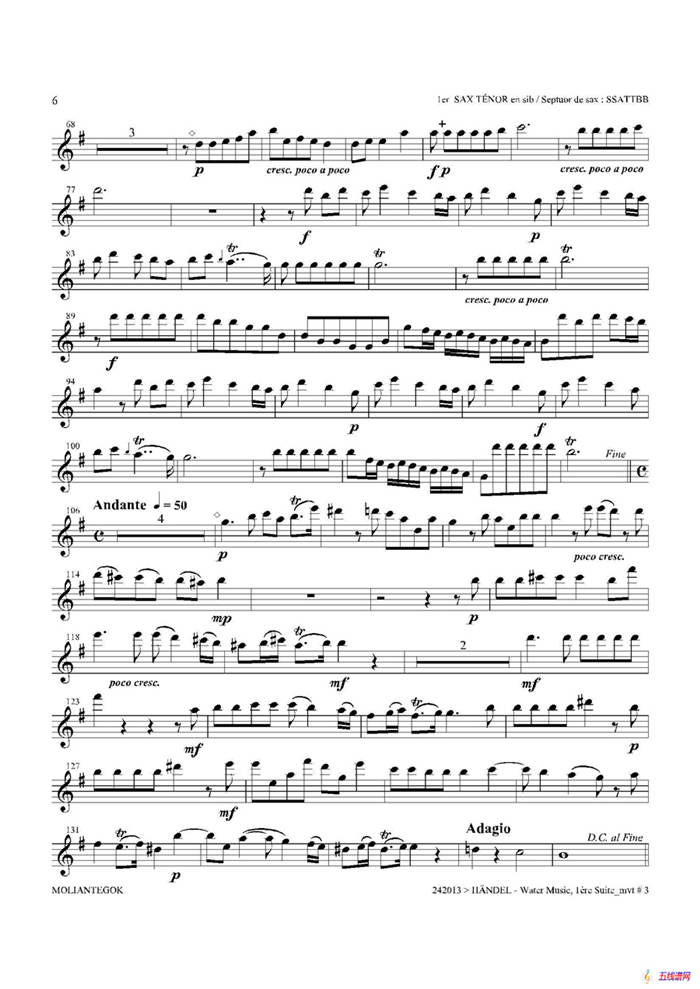 Water Music（HWV.348 No.1）（第一次中音萨克斯）