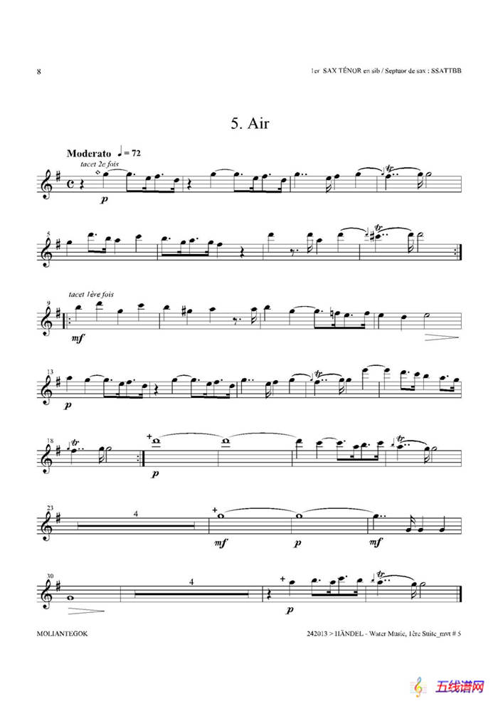 Water Music（HWV.348 No.1）（第一次中音萨克斯）