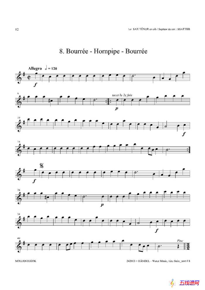 Water Music（HWV.348 No.1）（第一次中音萨克斯）