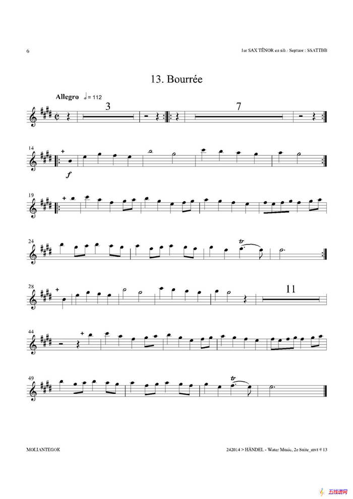 Water Music（HWV.349 No.2）（第一次中音萨克斯）