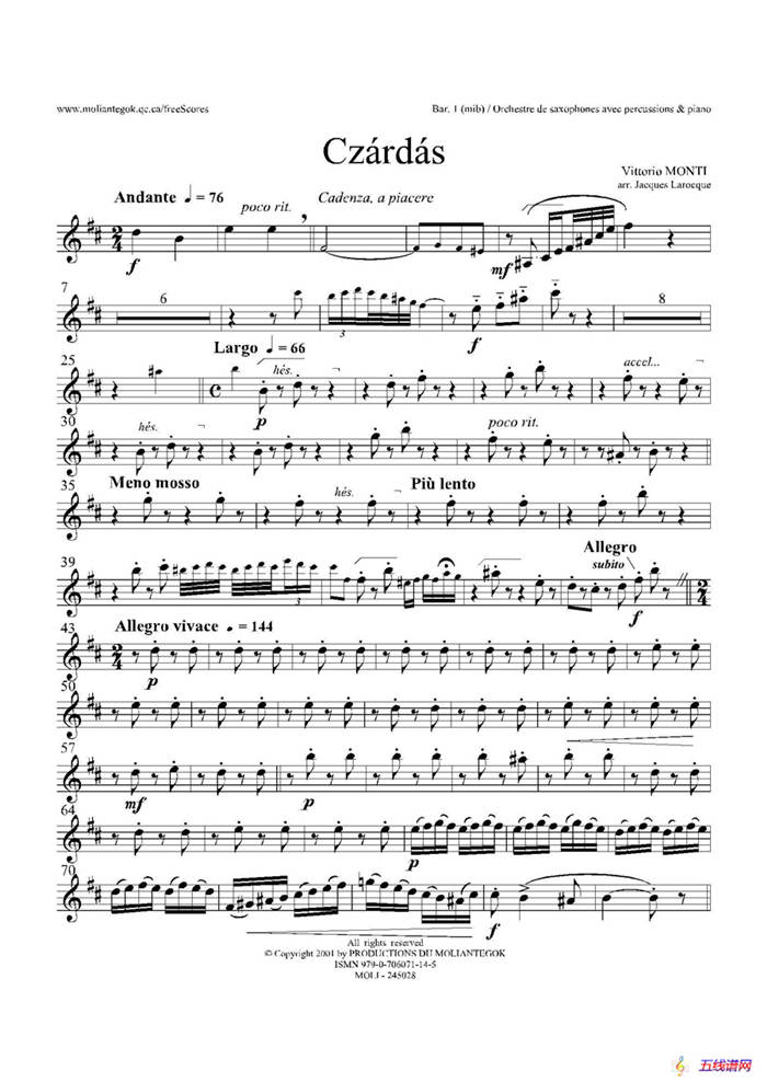 Czardas 查尔达斯（15重奏）（3支上低音萨克斯）