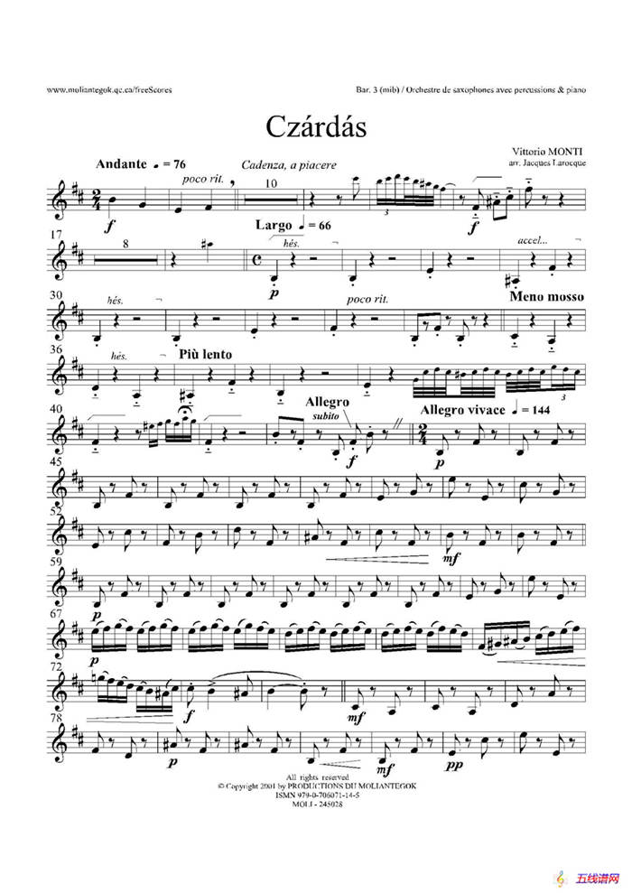 Czardas 查尔达斯（15重奏）（3支上低音萨克斯）