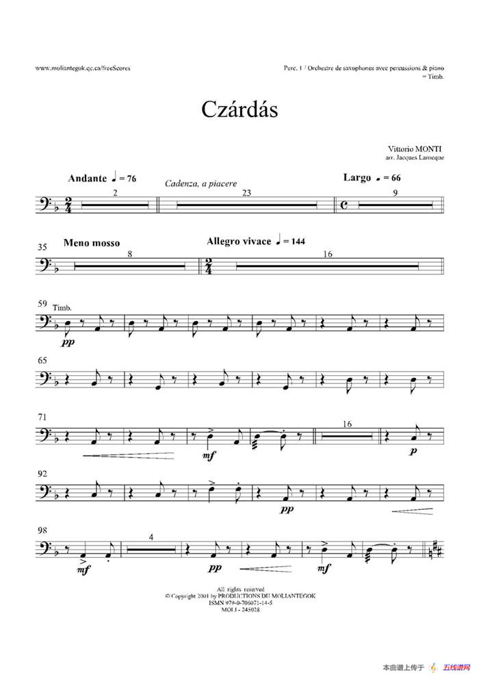 Czardas 查尔达斯（15重奏）（5副打击乐）