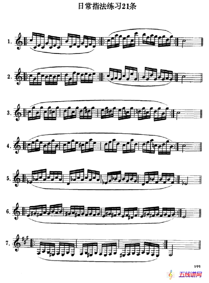单簧管日常指法练习21条