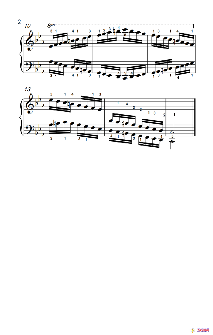 C小调音阶（反向四个八度）（孩子们的钢琴音阶、和弦与琶音 2）