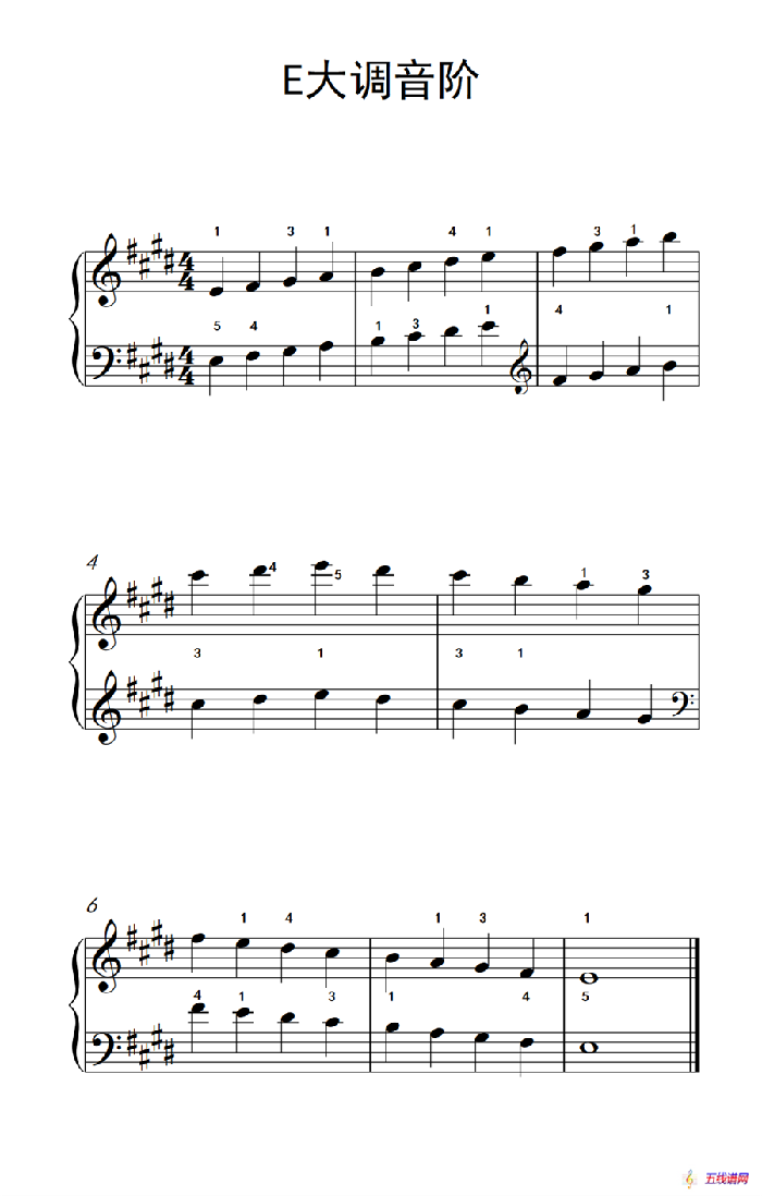 E大调音阶（孩子们的钢琴音阶、和弦与琶音 2）