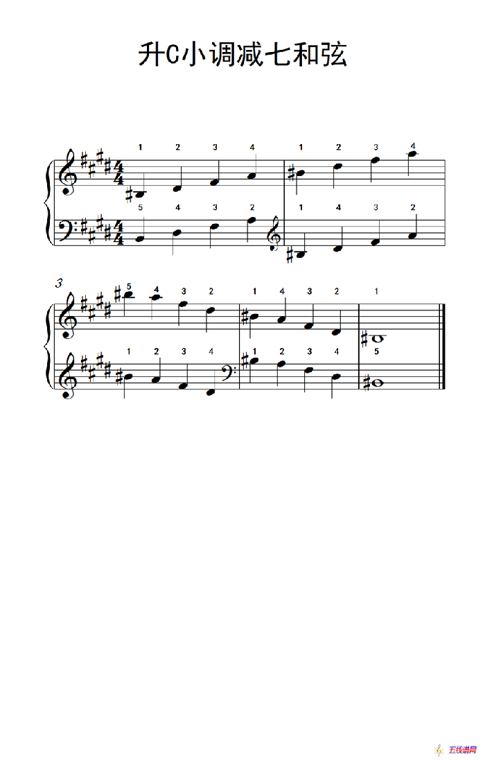 升C小调减七和弦（孩子们的钢琴音阶、和弦与琶音 2）