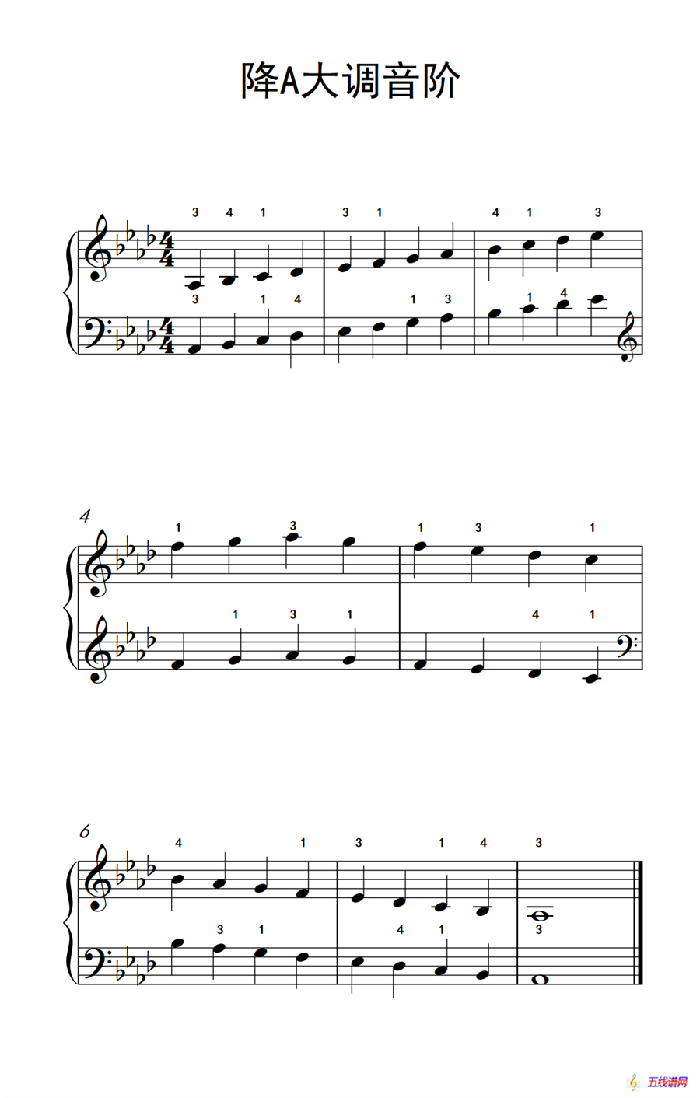降A大调音阶（孩子们的钢琴音阶、和弦与琶音 2）