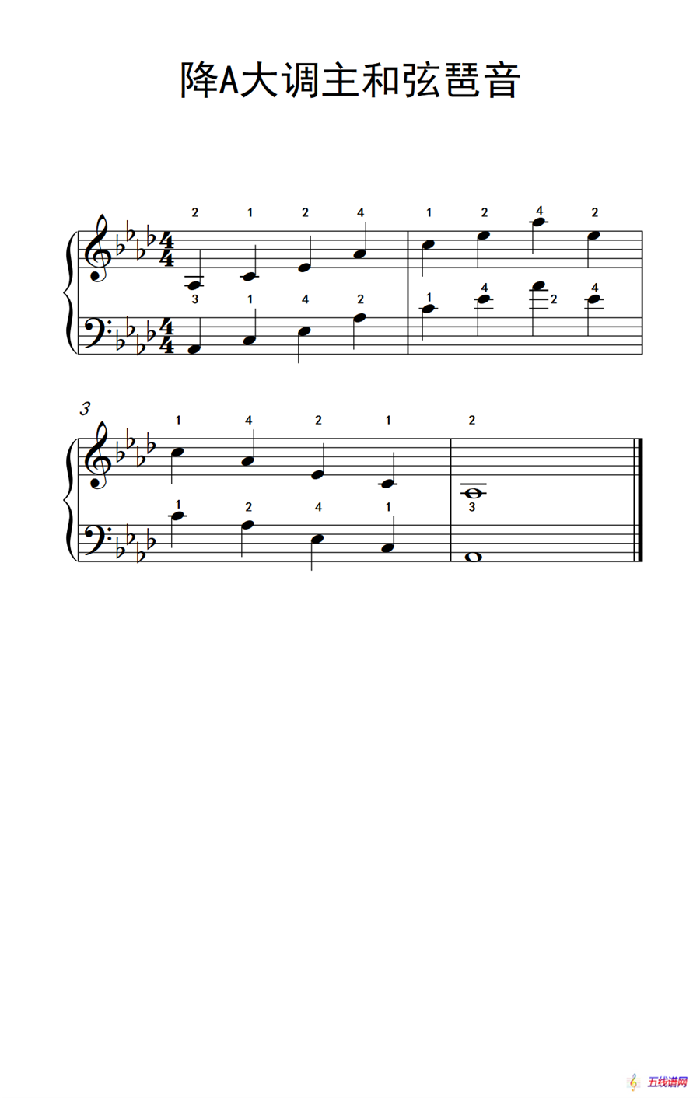 降A大调主和弦琶音（孩子们的钢琴音阶、和弦与琶音 2）