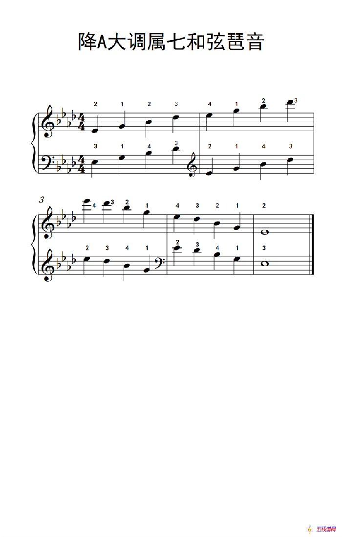 降A大调属七和弦琶音（孩子们的钢琴音阶、和弦与琶音 2）