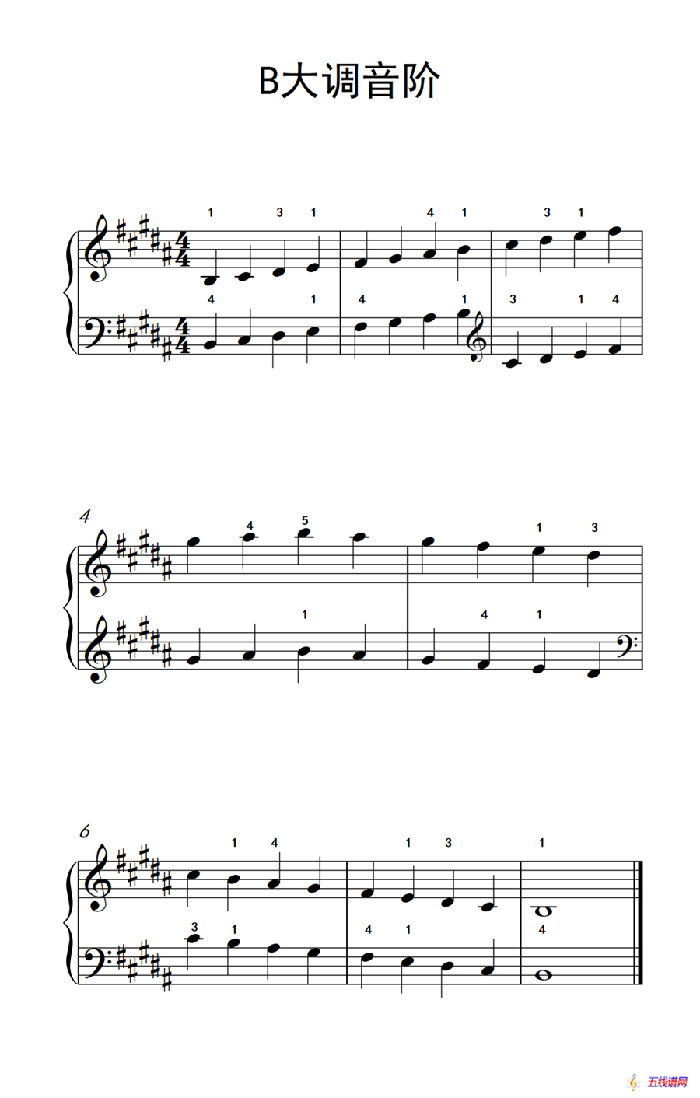 B大调音阶（孩子们的钢琴音阶、和弦与琶音 2）