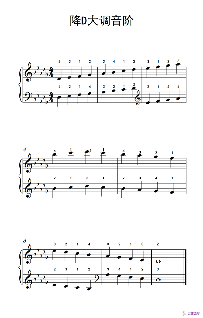 降D大调音阶（孩子们的钢琴音阶、和弦与琶音 2）