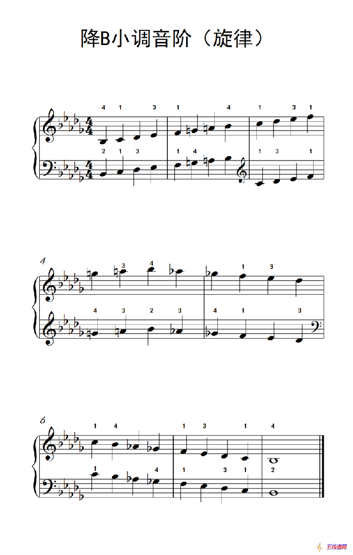 降B小调音阶（旋律）（孩子们的钢琴音阶、和弦与琶音 2）