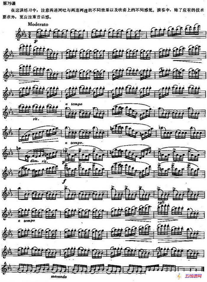 长笛练习曲100课之第79课 （两连两吐与两连两连的不同效果练习曲）