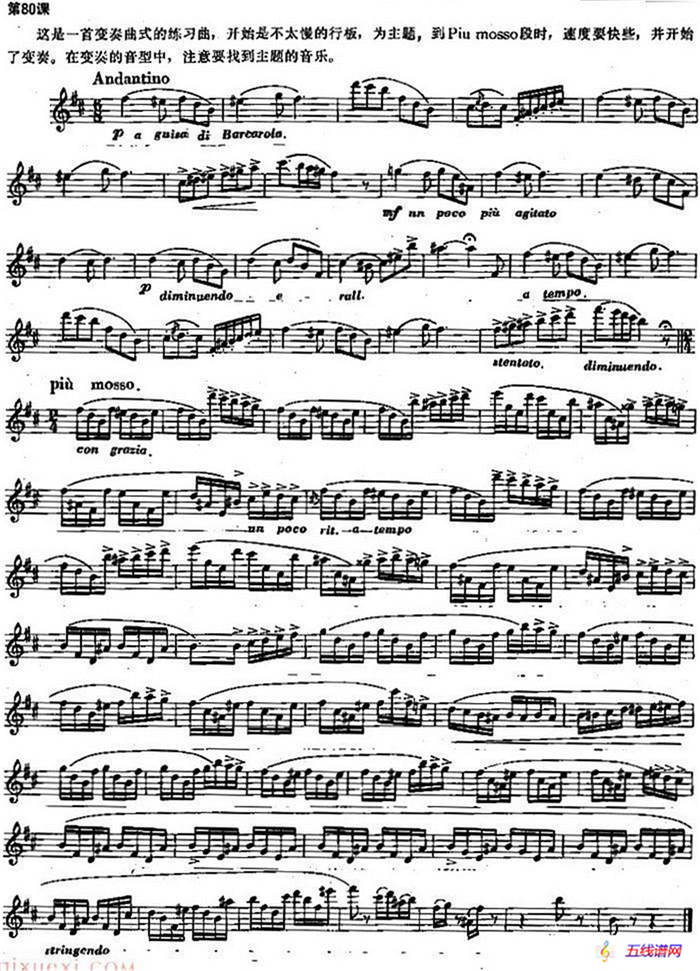 长笛练习曲100课之第80课 （变奏曲式练习曲）