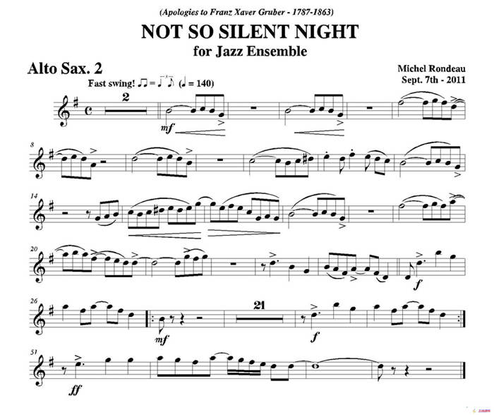 NOT SO SILENT NIGHT（第二中音萨克斯分谱）