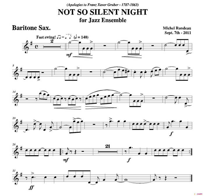 NOT SO SILENT NIGHT（上低中音萨克斯分谱）