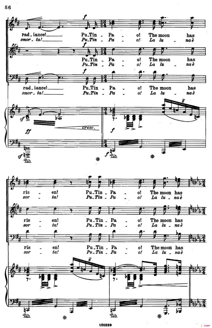《图兰朵公主》三幕五场歌剧（英意双语）全谱（钢琴伴奏谱 P49——62）