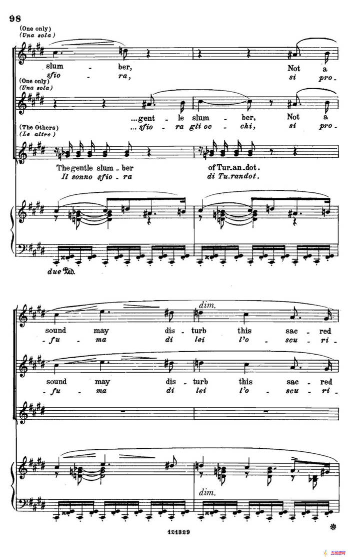 《图兰朵公主》三幕五场歌剧（英意双语）全谱（钢琴伴奏谱 P101——110）