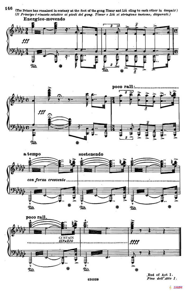 《图兰朵公主》三幕五场歌剧（英意双语）全谱（钢琴伴奏谱 P123——151）
