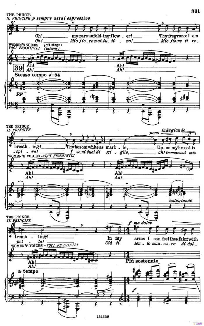 《图兰朵公主》三幕五场歌剧（英意双语）（钢琴伴奏谱 P364——373）