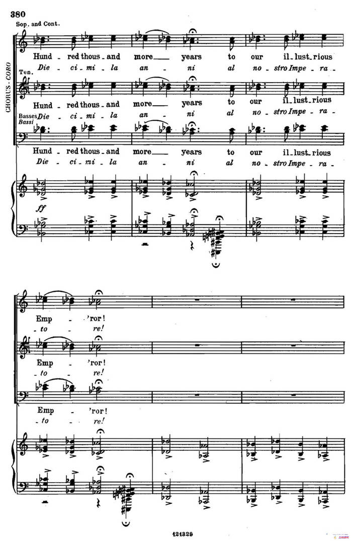 《图兰朵公主》三幕五场歌剧（英意双语）全谱（钢琴伴奏谱 P374——397）