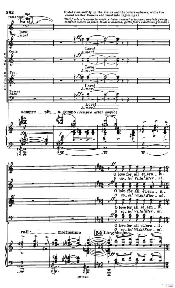 《图兰朵公主》三幕五场歌剧（英意双语）全谱（钢琴伴奏谱 P374——397）