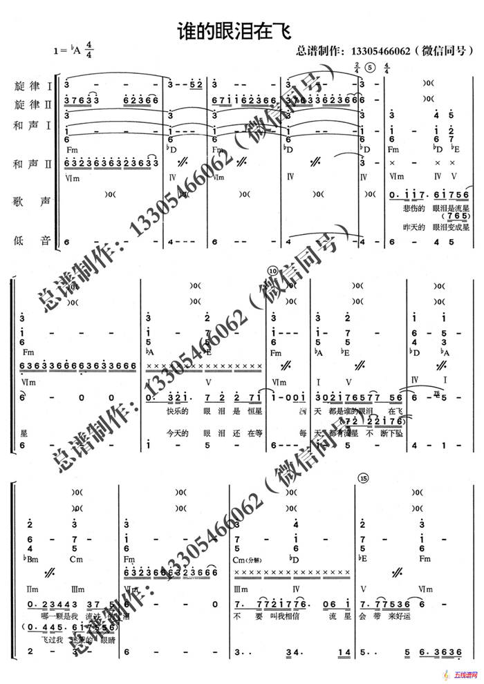誰的眼淚在飛（樂隊總譜）