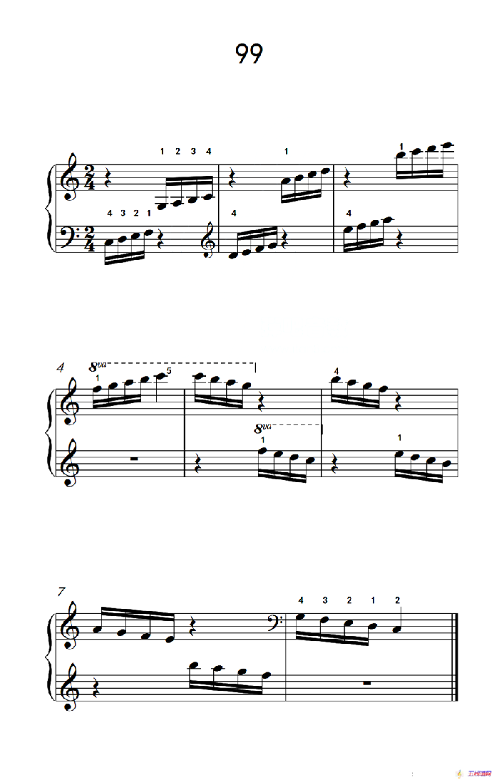 两手交替或交错弹奏的练习 99（儿童钢琴手指练习 2）