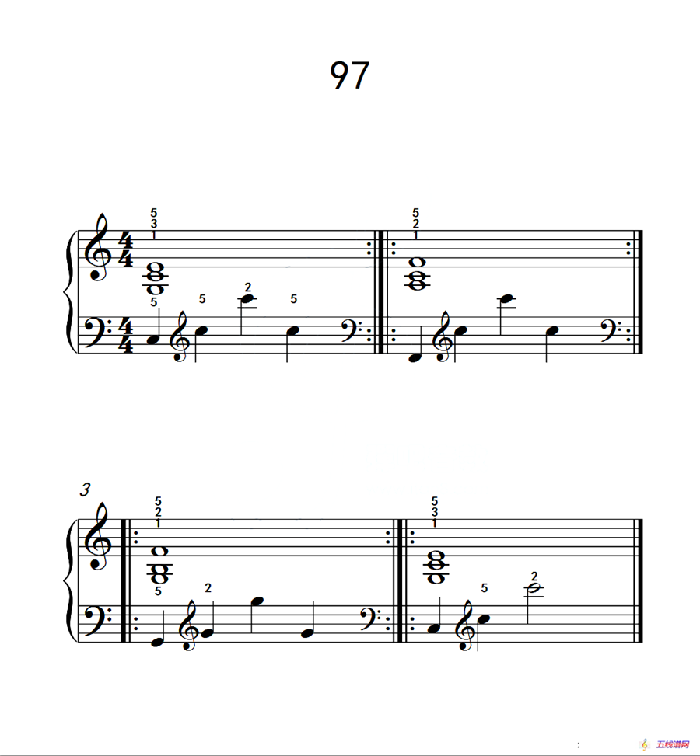 两手交替或交错弹奏的练习 97（儿童钢琴手指练习 2）