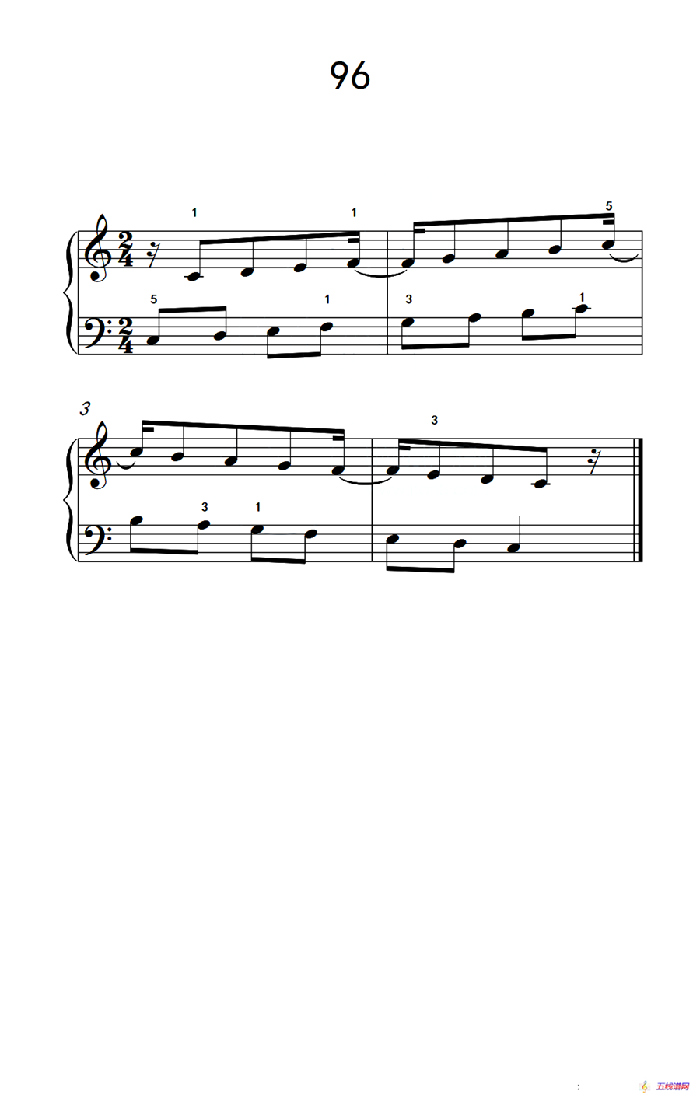 两手交替或交错弹奏的练习 96（儿童钢琴手指练习 2）