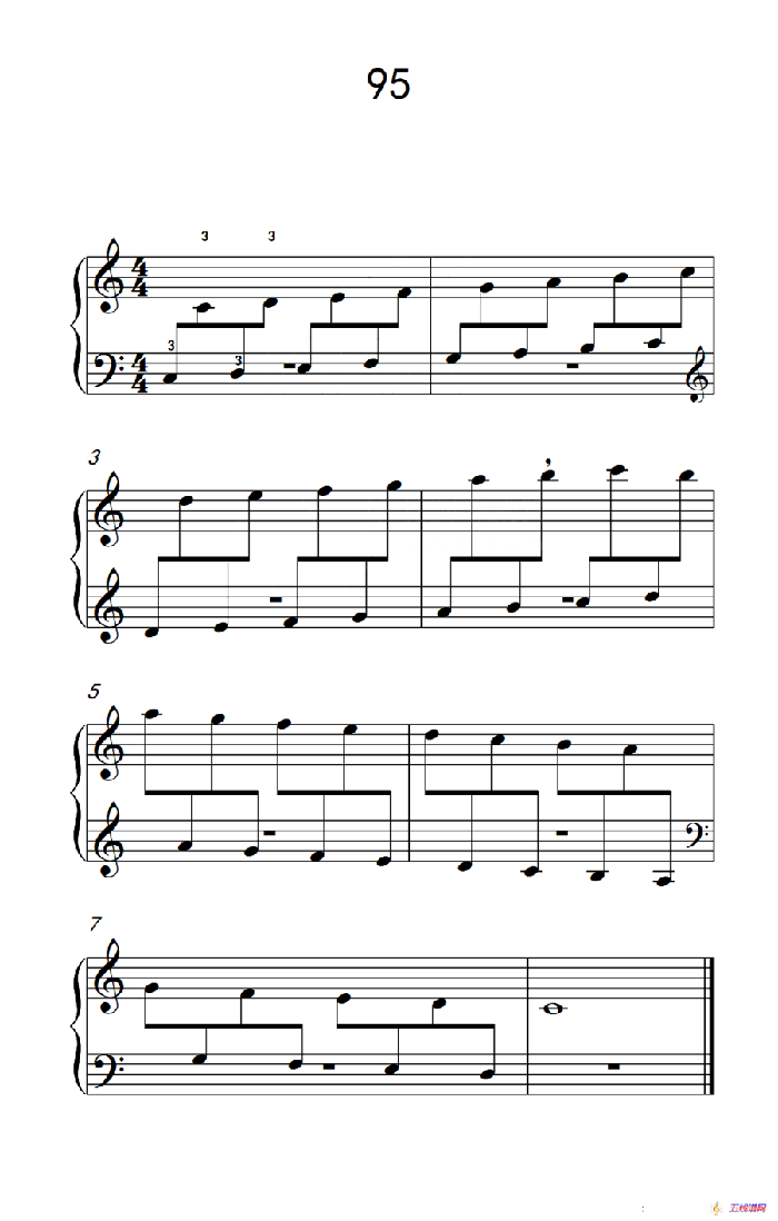 两手交替或交错弹奏的练习 95（儿童钢琴手指练习 2）