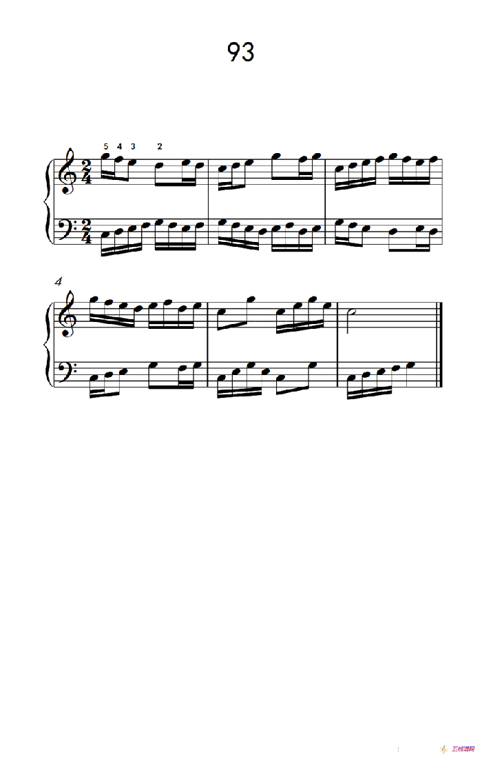 两手不同节奏的练习 93（儿童钢琴手指练习 2）