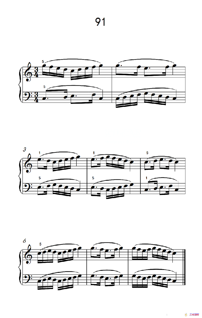 两手不同节奏的练习 91（儿童钢琴手指练习 2）