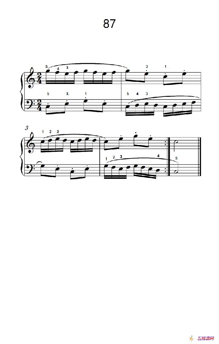 两手不同奏法的练习 87（儿童钢琴手指练习 2）