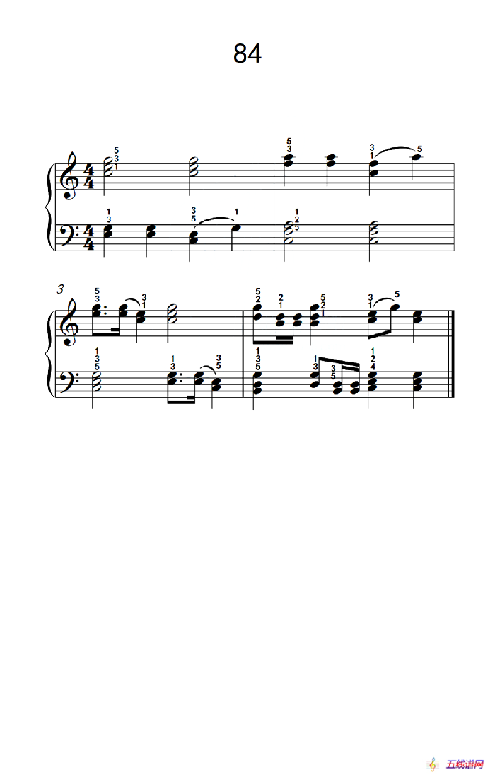 两手不同奏法的练习 84（儿童钢琴手指练习 2）