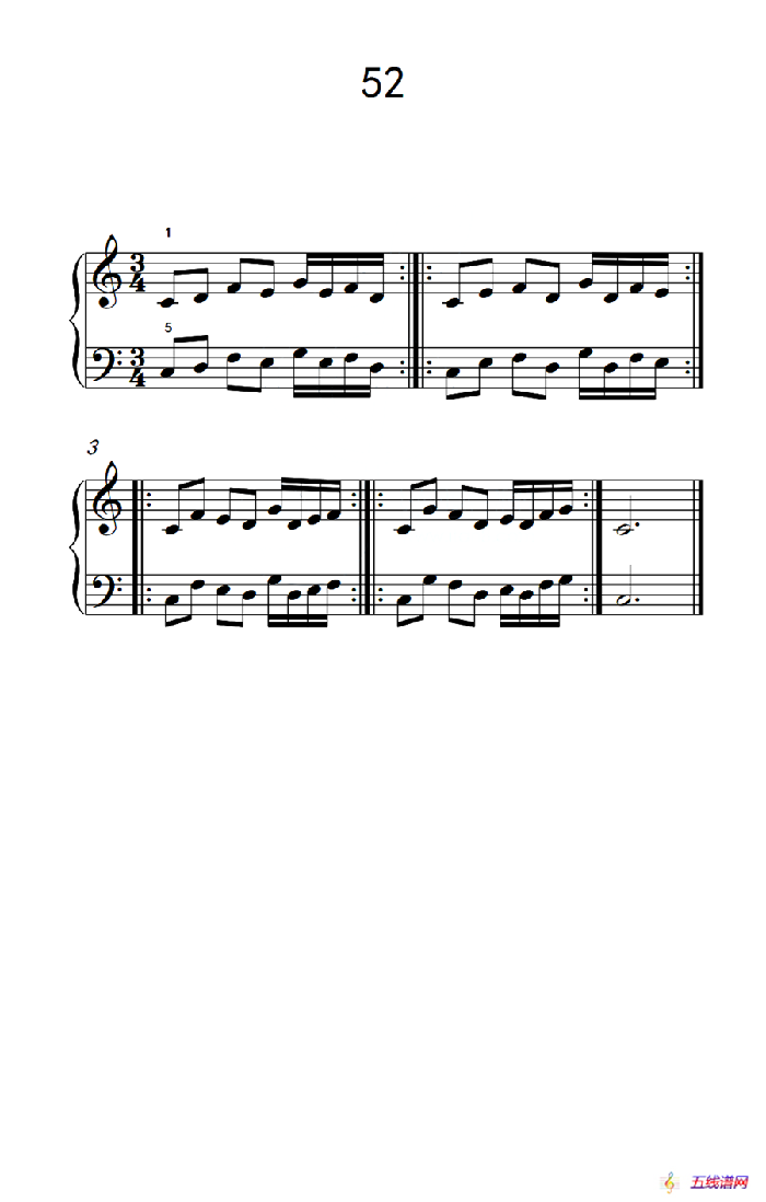 均匀性和灵活性的练习 52（儿童钢琴手指练习 2）