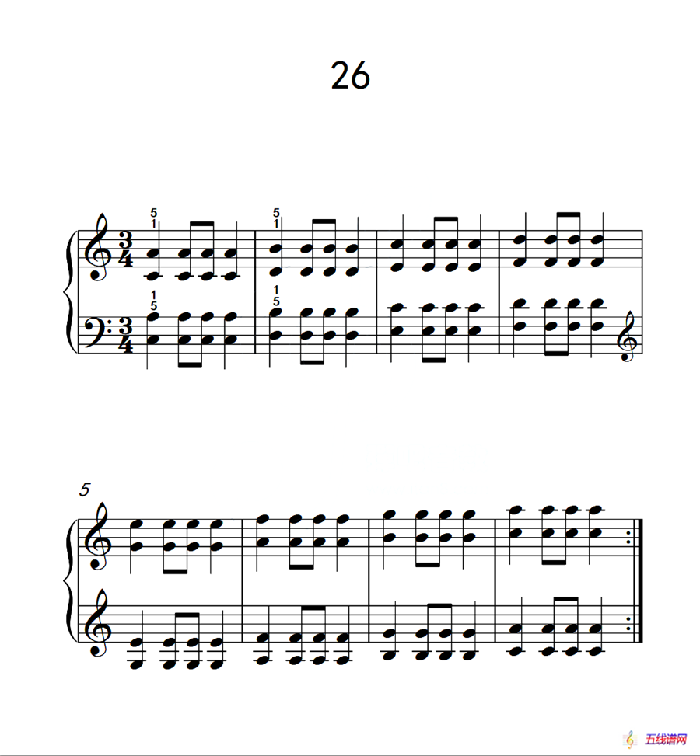 双音练习 26（儿童钢琴手指练习 2）