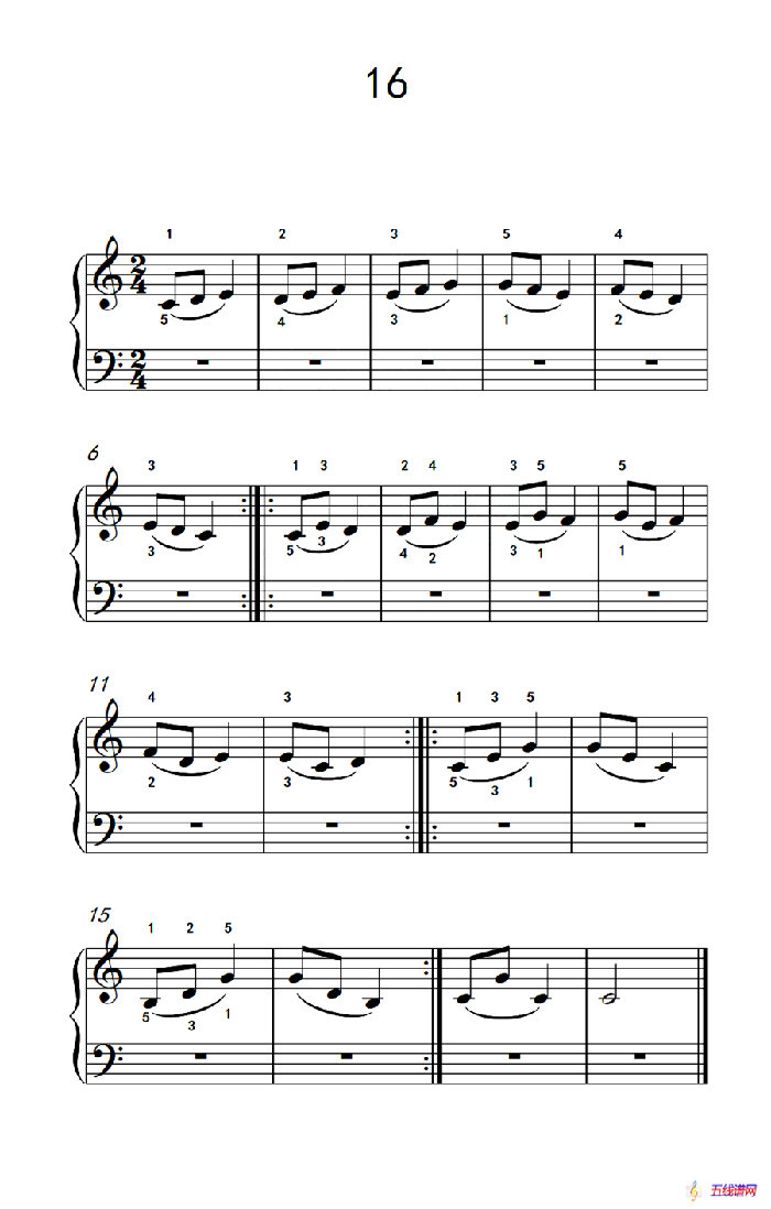 连音练习 16（儿童钢琴手指练习 2）