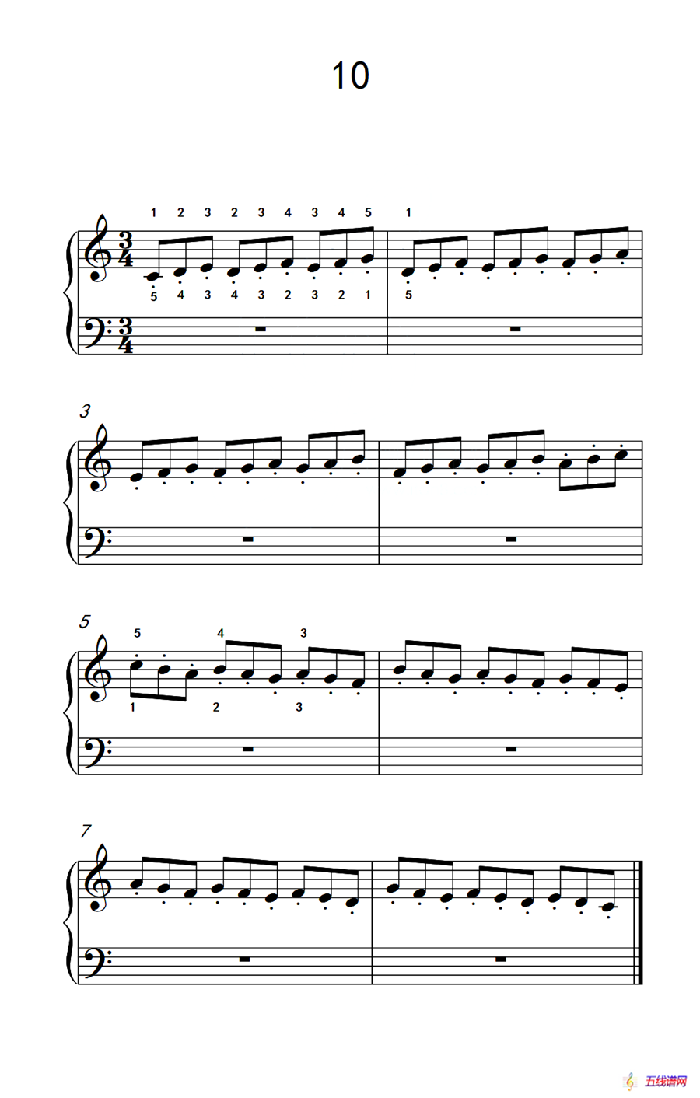 跳音练习 10（儿童钢琴手指练习 2）