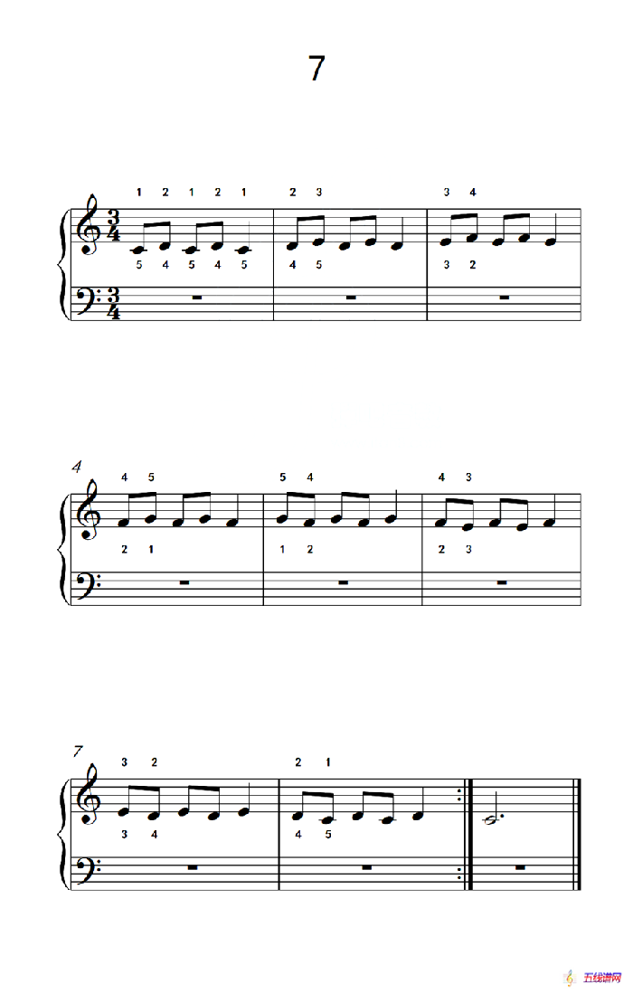 非连音练习 7（儿童钢琴手指练习 2）