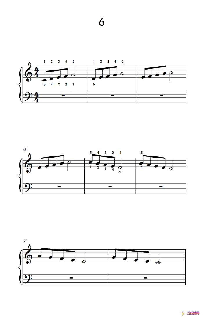 非连音练习 6（儿童钢琴手指练习 2）