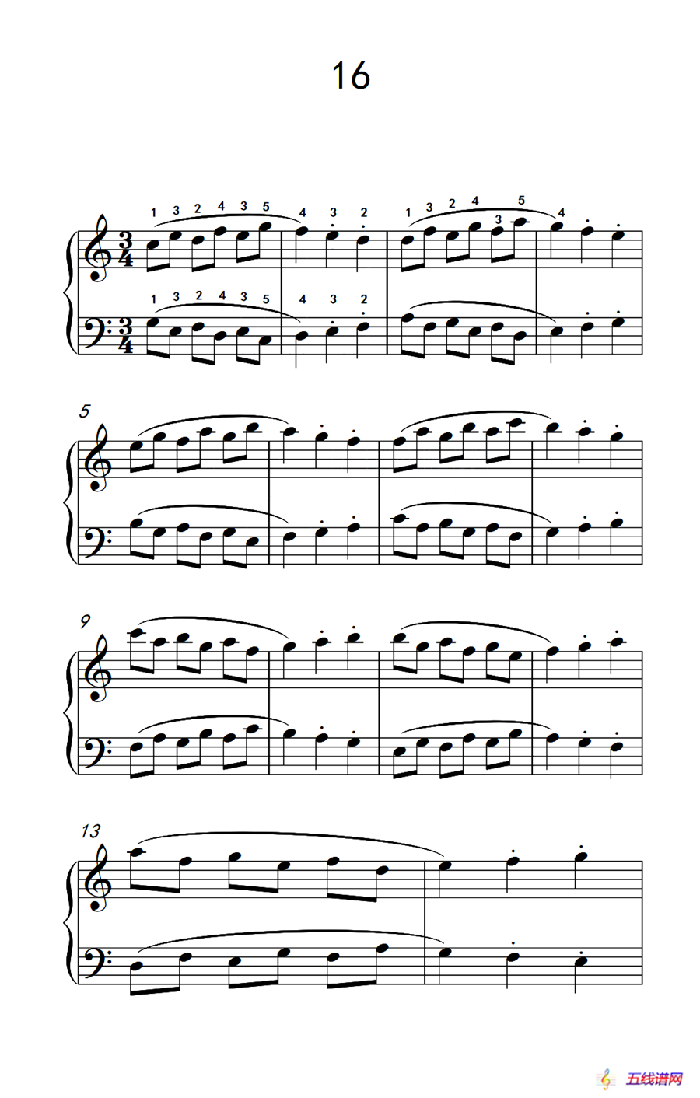 连音及跳音的混合练习16（儿童钢琴手指练习 1）