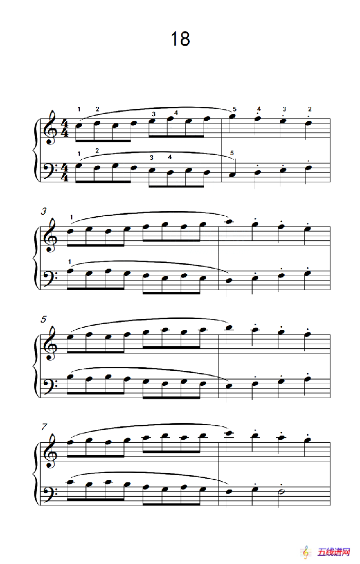 连音及跳音的混合练习18（儿童钢琴手指练习 1）