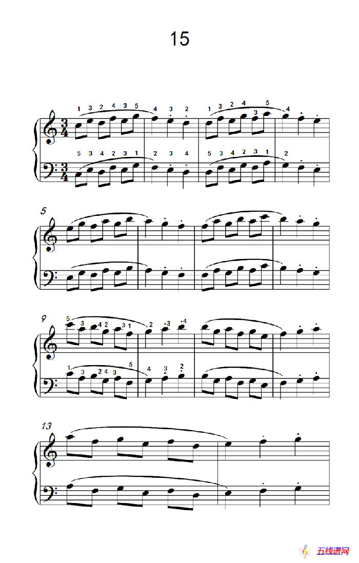 四.连音及跳音的混合练习15（儿童钢琴手指练习 1）