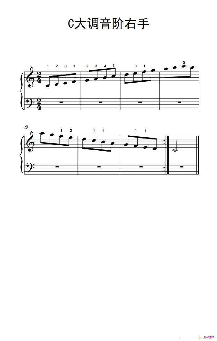 第一级 1.C大调音阶右手（中央音乐学院 钢琴（业余）考级教程 1-3级）