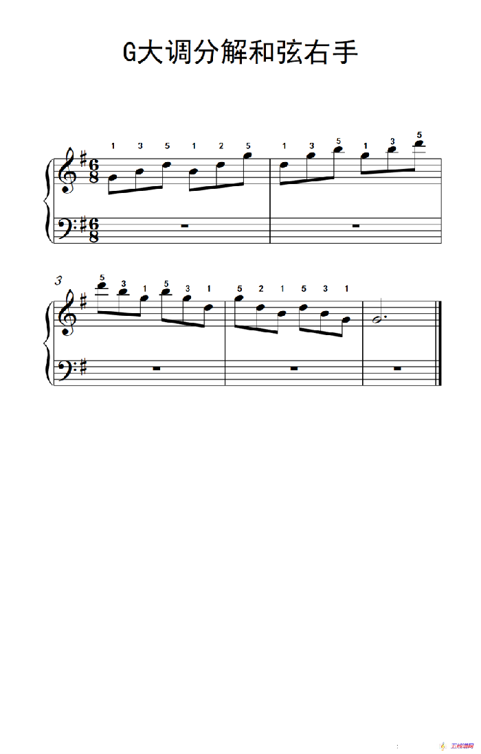 第一级 2.G大调分解和弦右手（中央音乐学院 钢琴（业余）考级教程 1-3级）