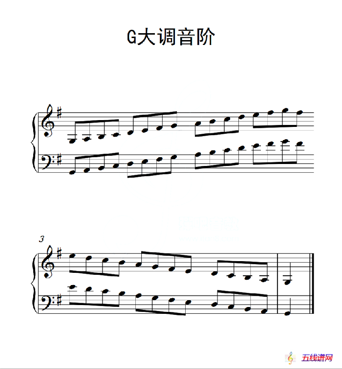 第一级 G大调音阶（中国音乐学院钢琴考级作品1~6级）