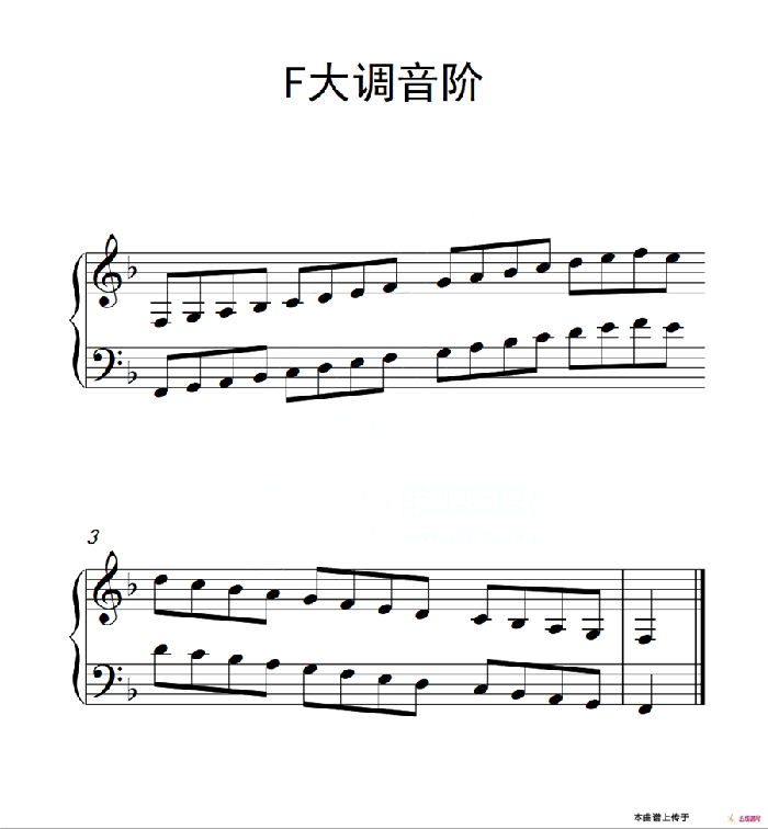 第一级 F大调音阶（中国音乐学院钢琴考级作品1~6级）