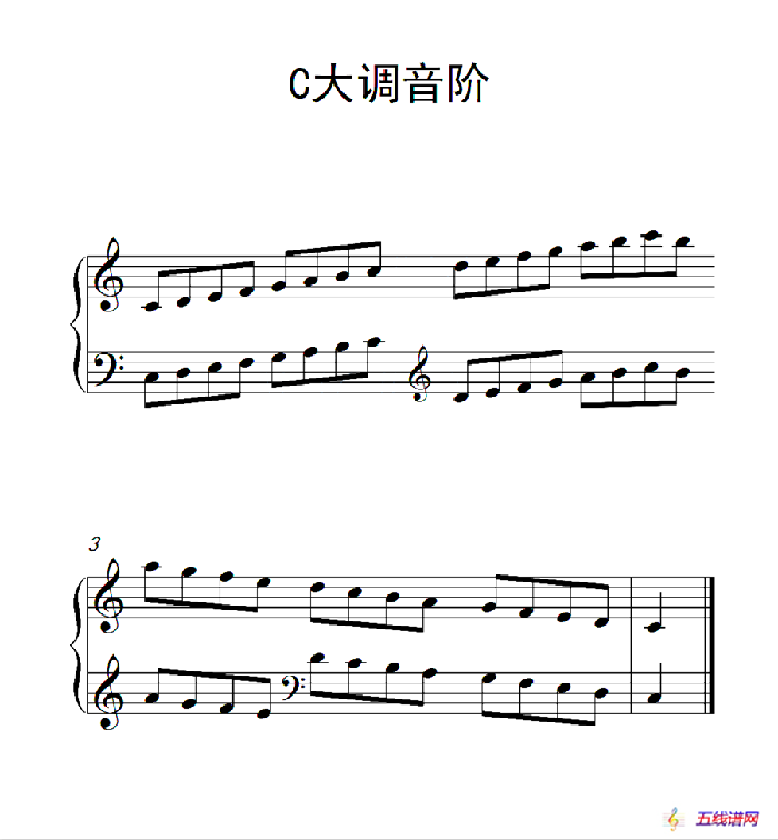 第一級 C大調音階（中國音樂學院鋼琴考級作品1~6級）